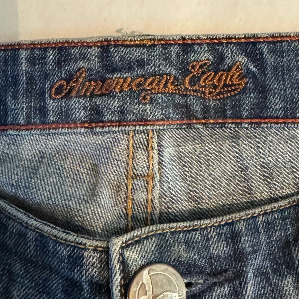 Vintage Y2K American Eagle Embroidered Flare Jeans Size 8‎ Low Rise Hippie Boho
